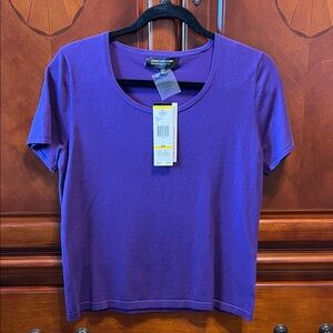 NWT. Jones New York Purple Short Sleeve Scoop Neck Shirt